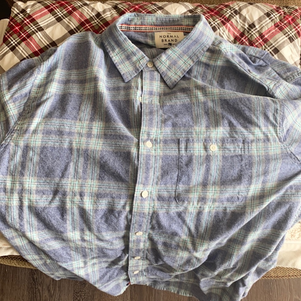 Normal Brand blue and green button down flannel